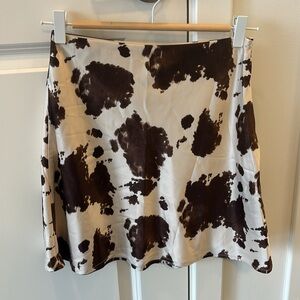 Le lis brown and ivory cream cow print mini skirt  fully lined